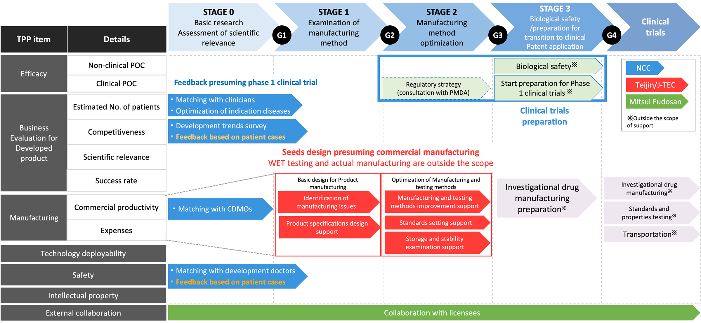 Backcasting support focusing on clinical and manufacturing development